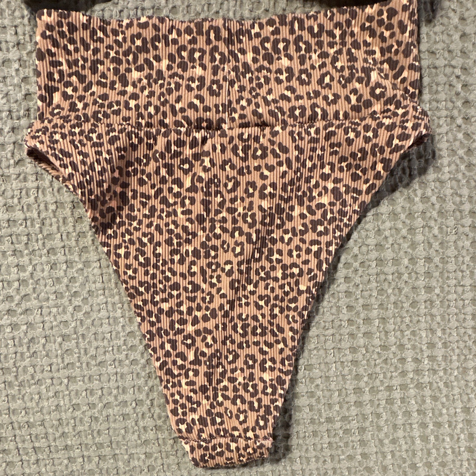 Aerie Ribbed Leopard 2-Piece Bikini Set Bralette Top Cheeky Bottom XS/S