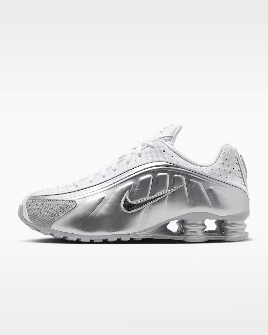 Nike Shox R4 SE Metallic Silver White Grey Athletic Sneaker IR5163-001 Men Sizes