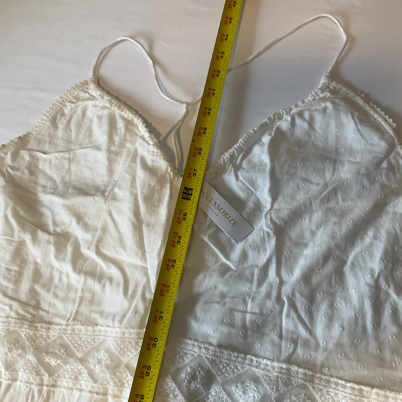 Accessorize London Beach Maxi Day Dress Womens Size L White Straps Lace Lined