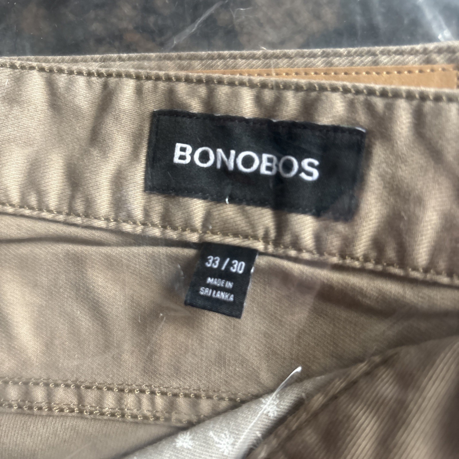 Bonobos Lightweight Travel Jeans Slim Fit Sand Tan Khaki 33×30 New R195-