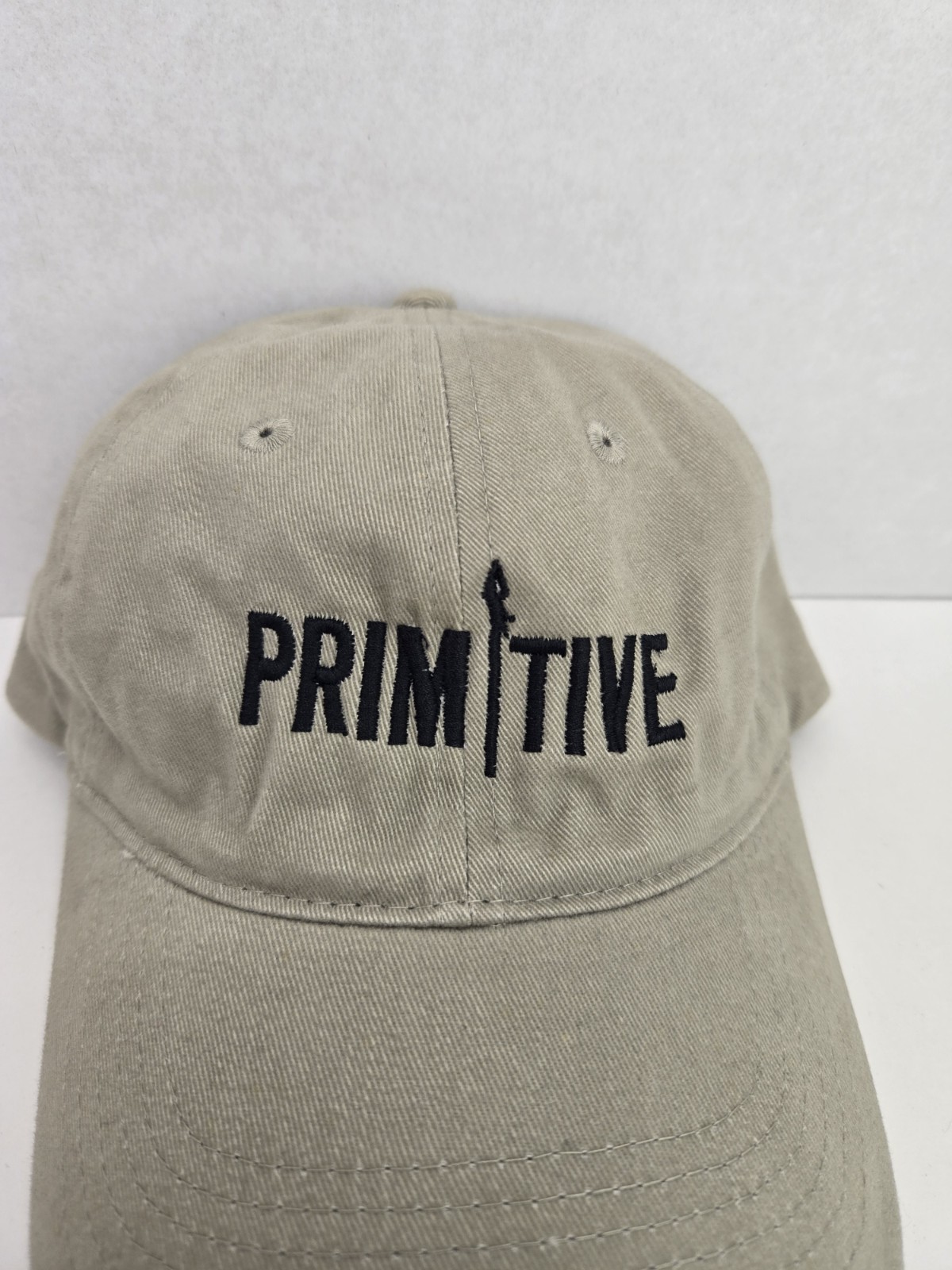 Primitive Tan Khaki Strapback Baseball Hat Outdoor Nature Camping Spellout Cap