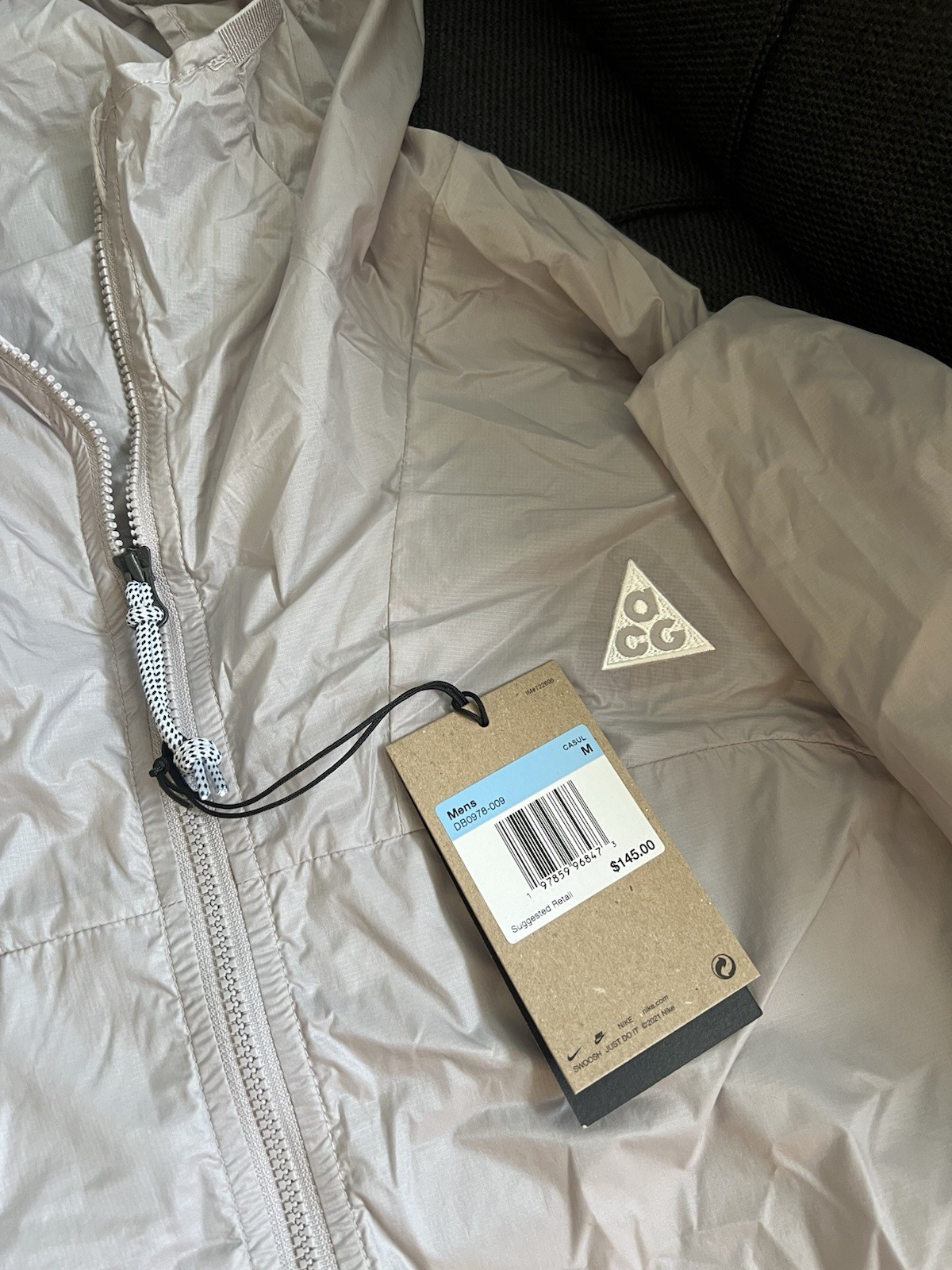 Nike ACG Gray Ripstop Hooded Full-Zip Windbreaker Jacket w/ Pockets Men’s M