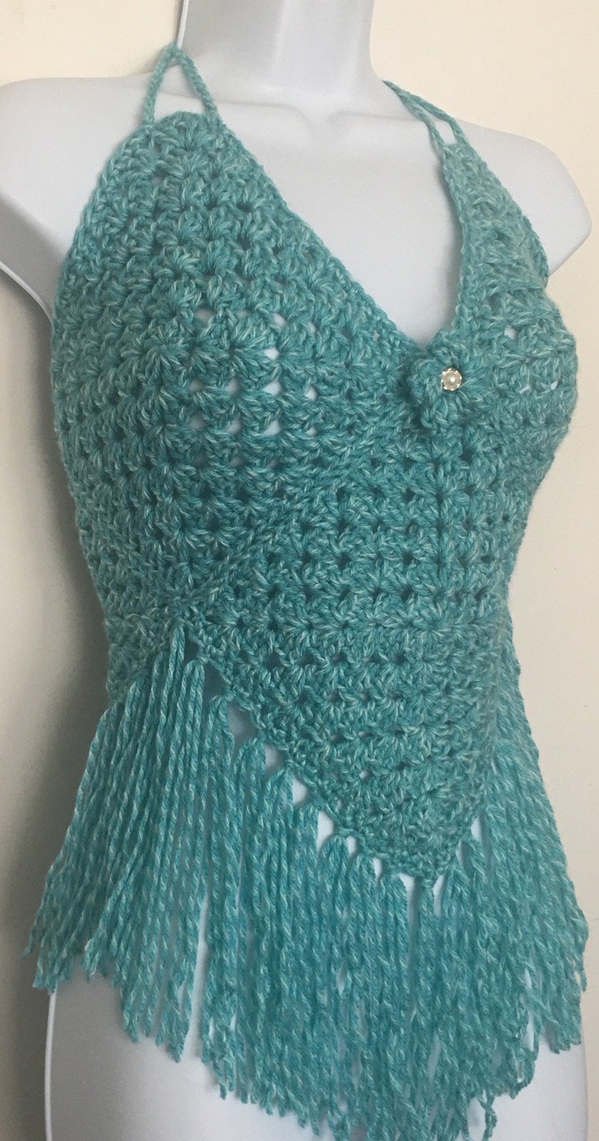 NEW SUMMER TOP CROPTOP FESTIVAL BRALETTE BLUE OMBRE SOFT YARN HIGH QUALITY