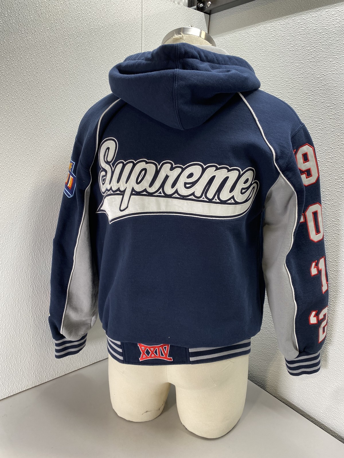 Supreme Mens Playoffs Zip Up Hooded Sweatshirt Size M Navy Blue