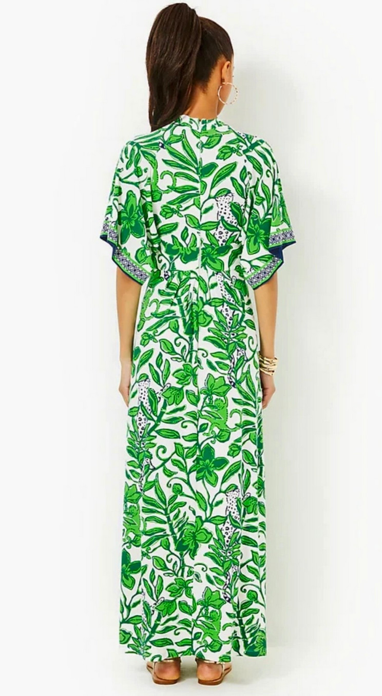 LILLY PULITZER SIZE 6 WISTERIA MAXI DRESS *ESCAPE PLAN* FIDDLE LEAF GREEN