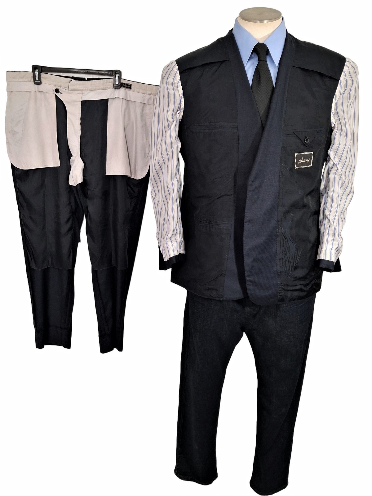 Brioni Italy NM Colosse Suit 48R Midnight Slate Micro Herringbone Working Cuffs