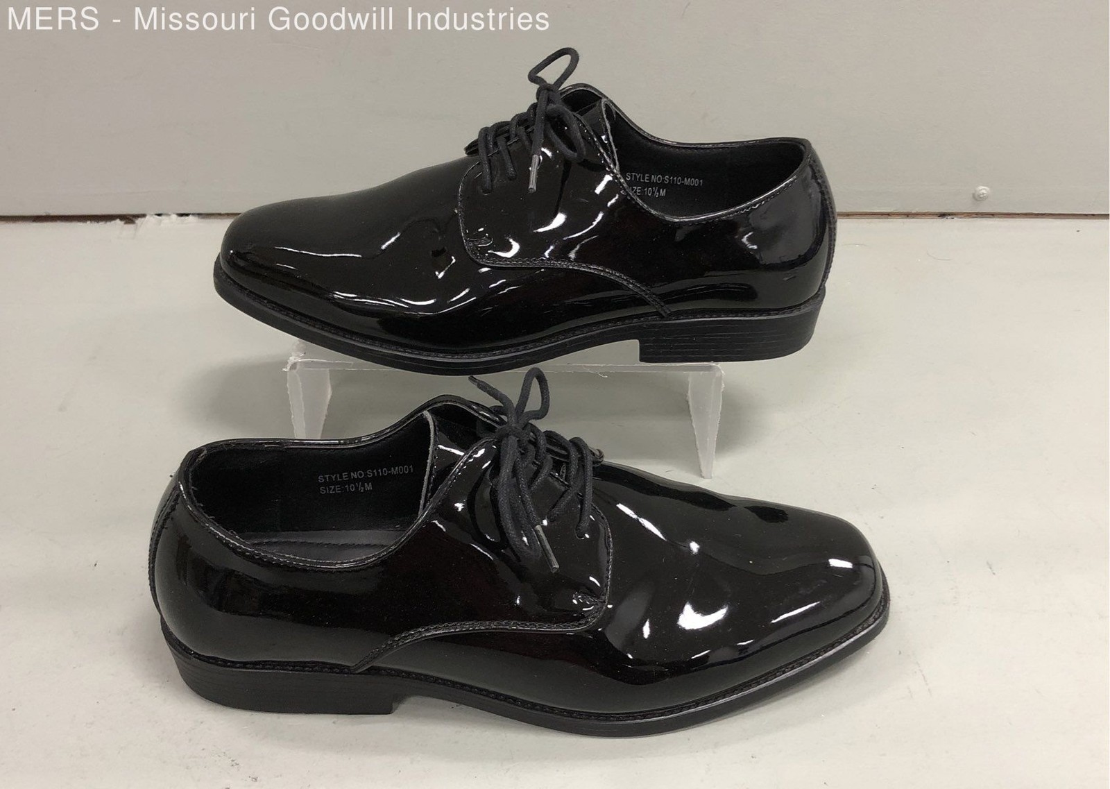 Fabian Couture S110-M001 Black Patent Leather Derby Dress Shoes Men’s Size 10.5