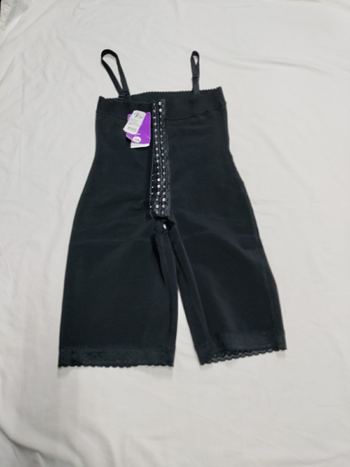 Nwt Lycra Powernet Mid-Thigh Girdle with Latex, Black, Size 3XL