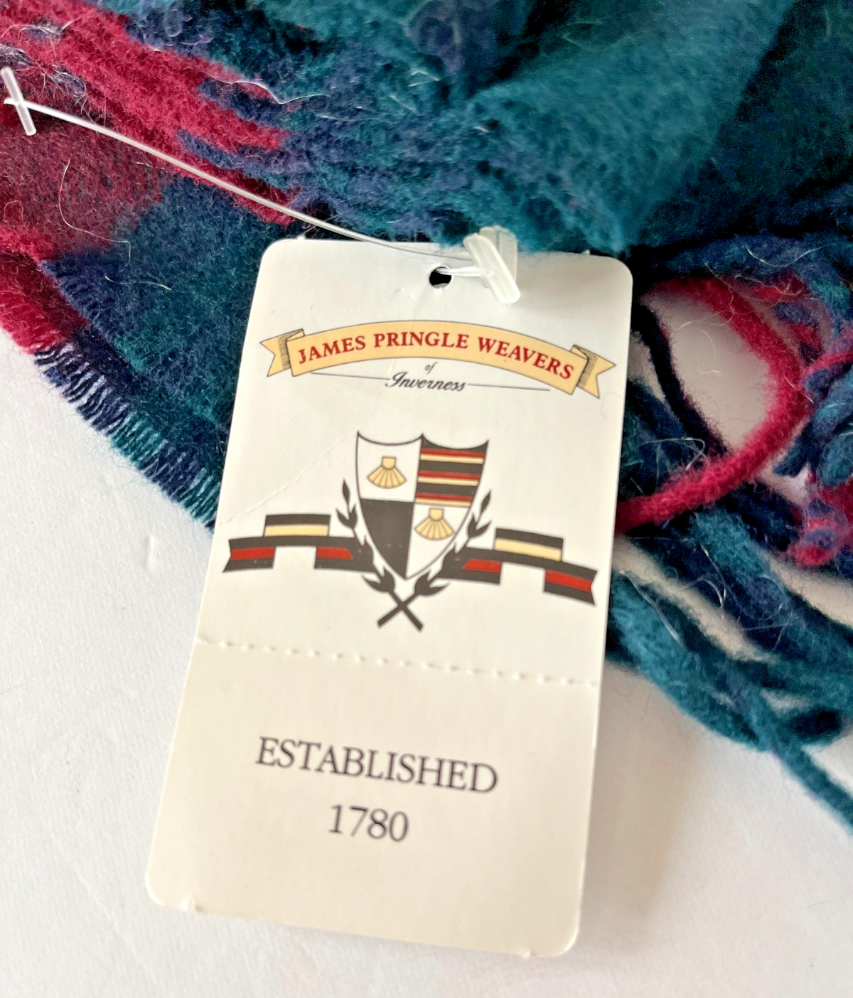 Johnstons of Elgin Lambswool Check Stole Scarf 75×15 in, Made in Scotland