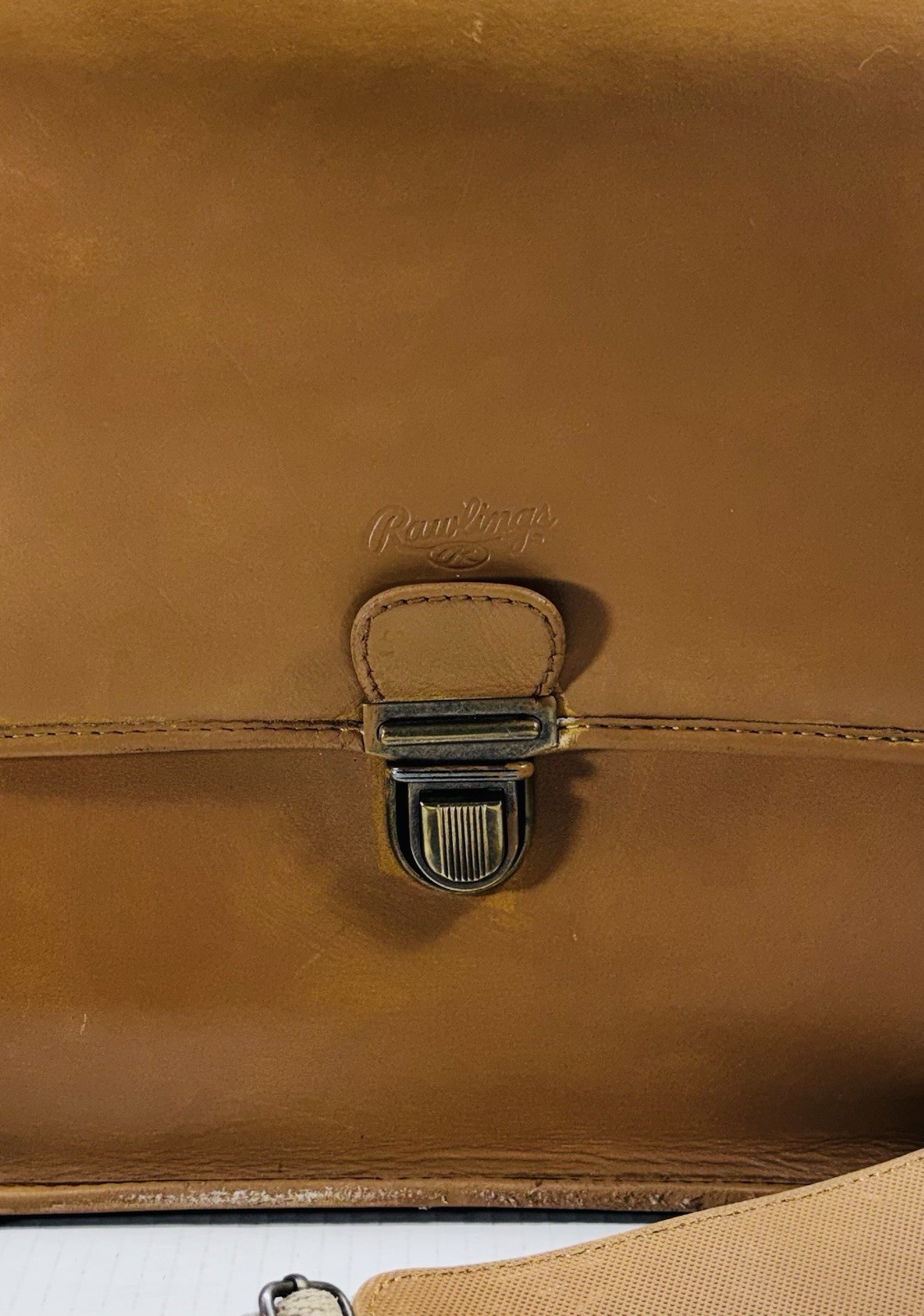 Rawlings Baseball Glove Bag Briefcase Leather Carry-On Travel Tan Vintage