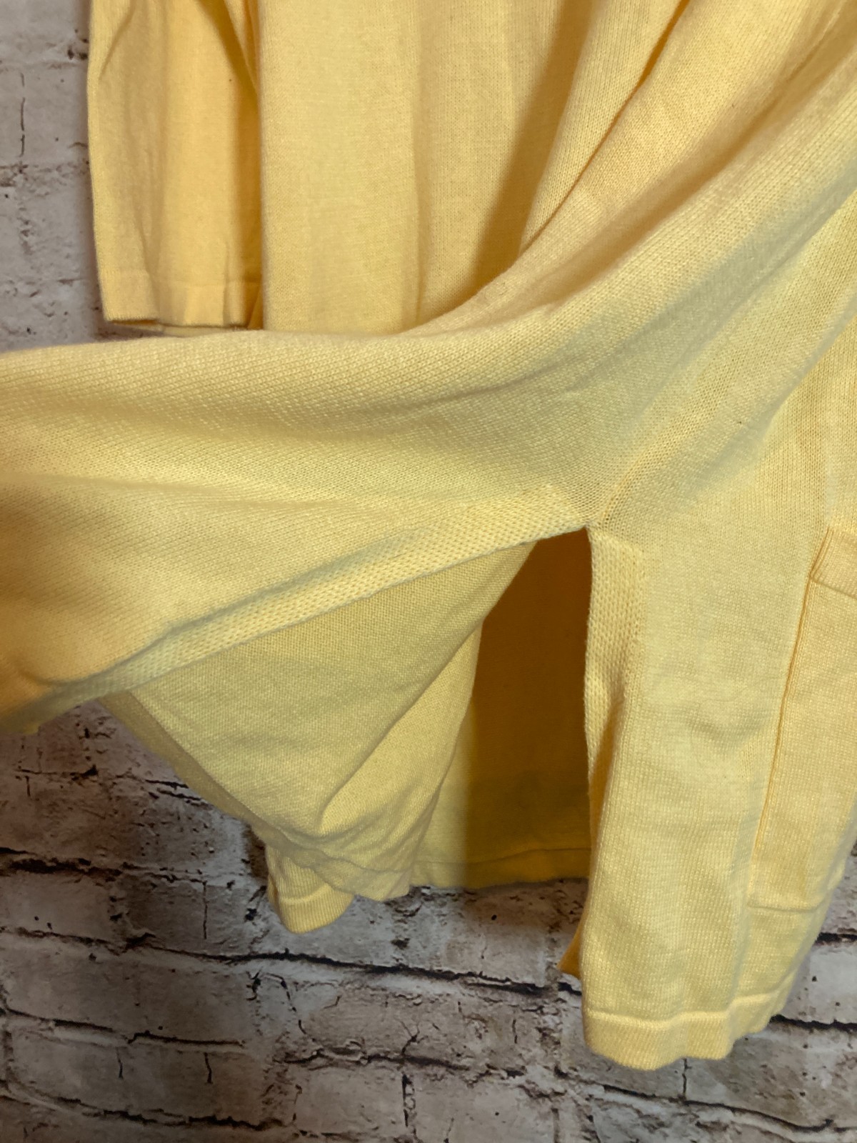 Jeanne Pierre Sweater Women Large Yellow Lightweight Tunic Length Beachy Tassels