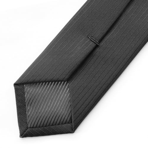 2.17” Slim Ties for Men 5.5CM Skinny Fancy Designer Necktie Black Many Line