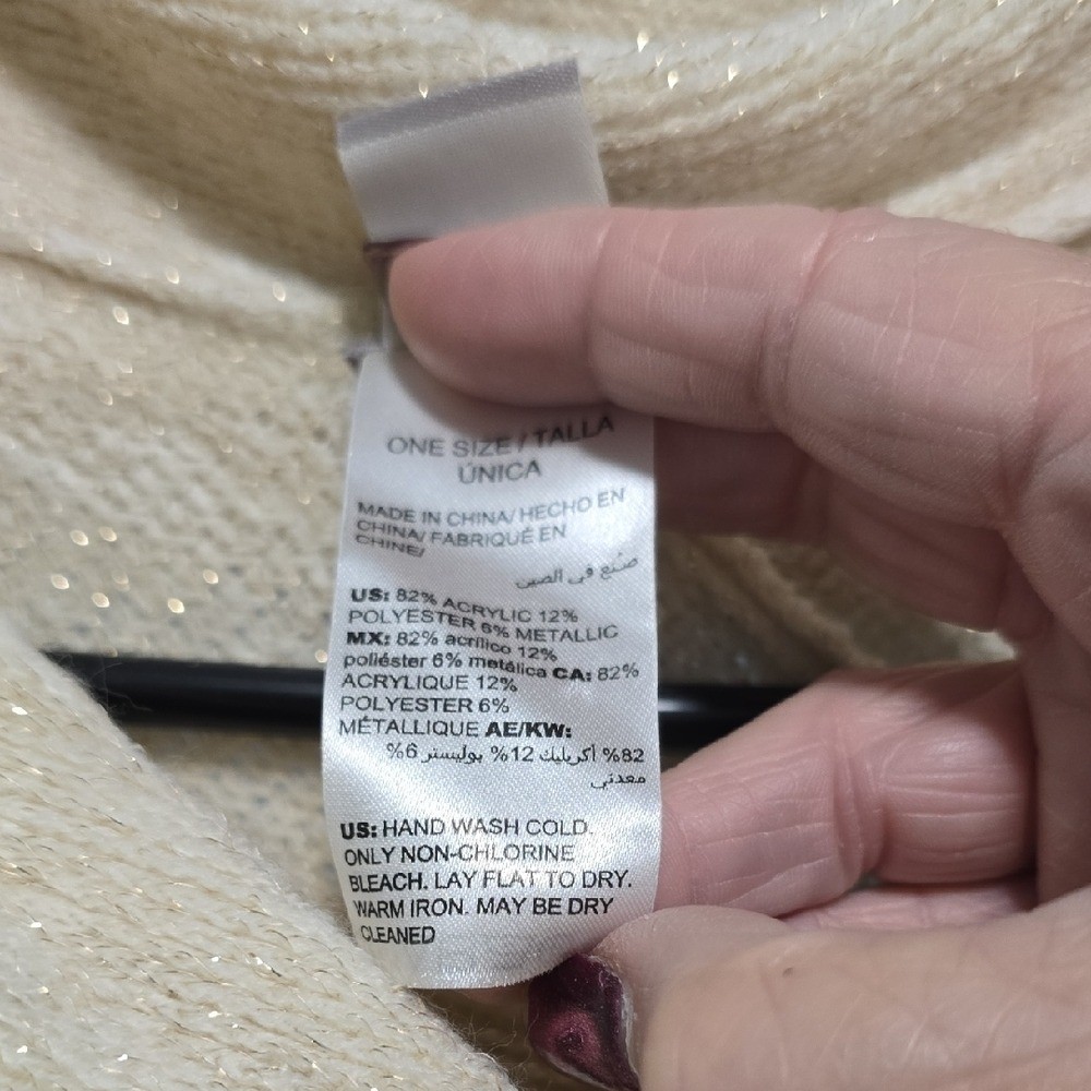 Chico’s Cream Knit Poncho with Metallic Accents