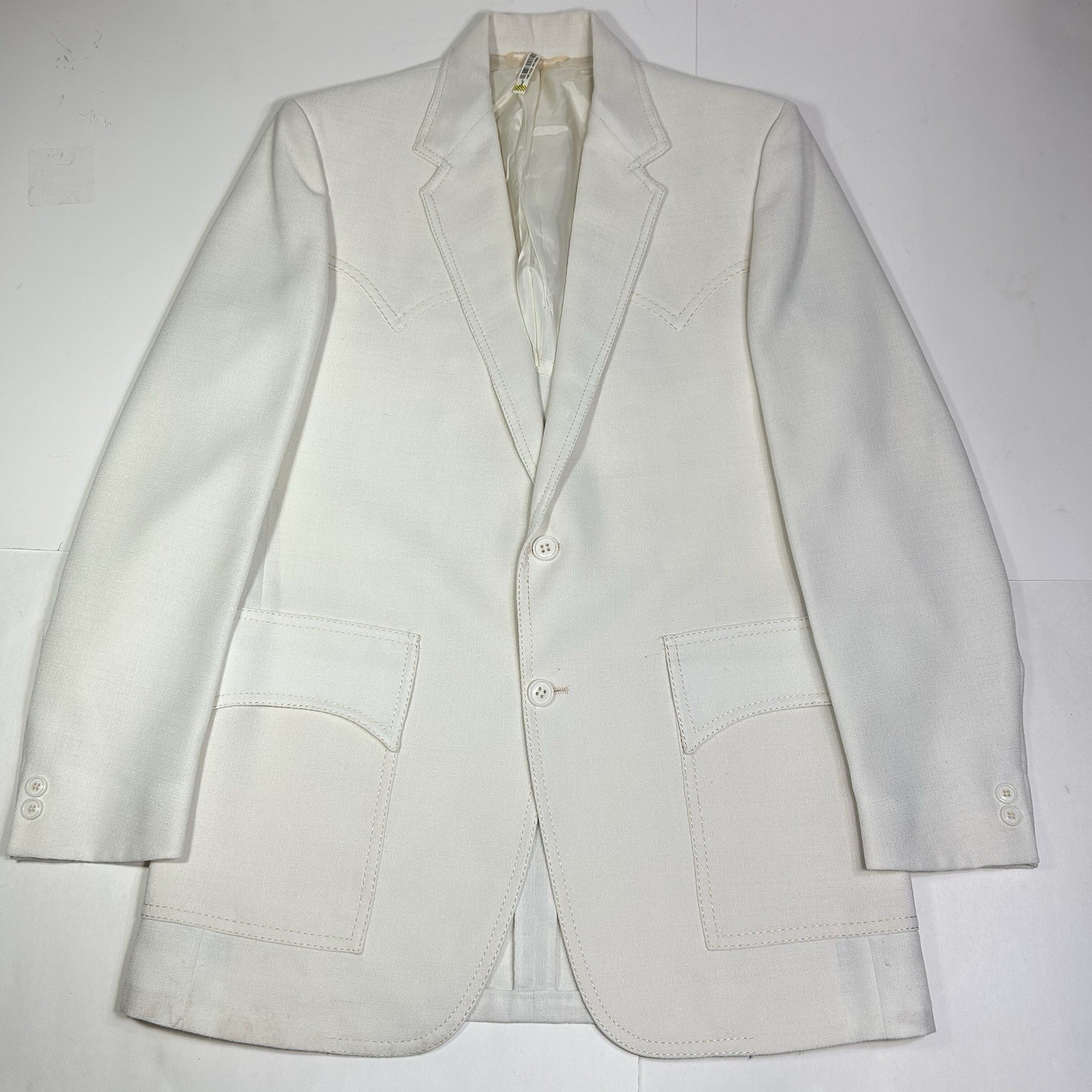 Vtg Sheplers The Plainsman Western Blazer Jacket Men White Cowboy Sz 42R Flaw