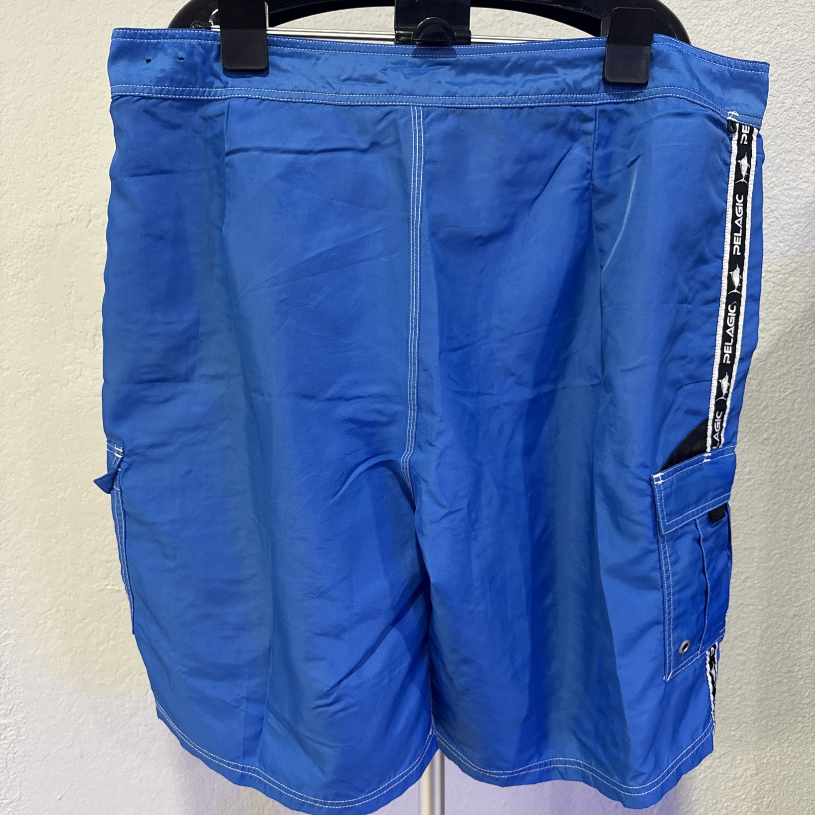 Pelagic Blackfin Men’s Board Shorts, Blue, Fishing Swim Trunk, Nylon, size 40