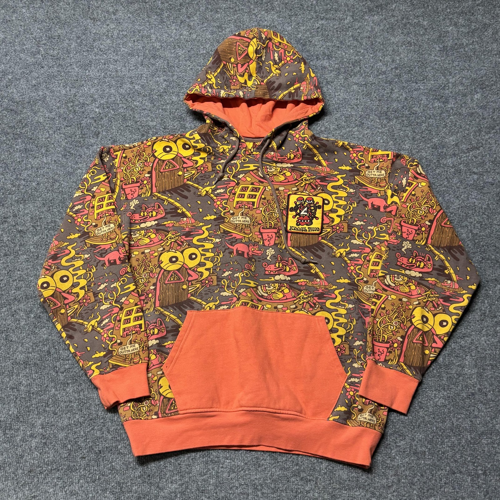 Killer Acid Hoodie Mens Medium Orange Way Out West Sweatshirt Psychedelic