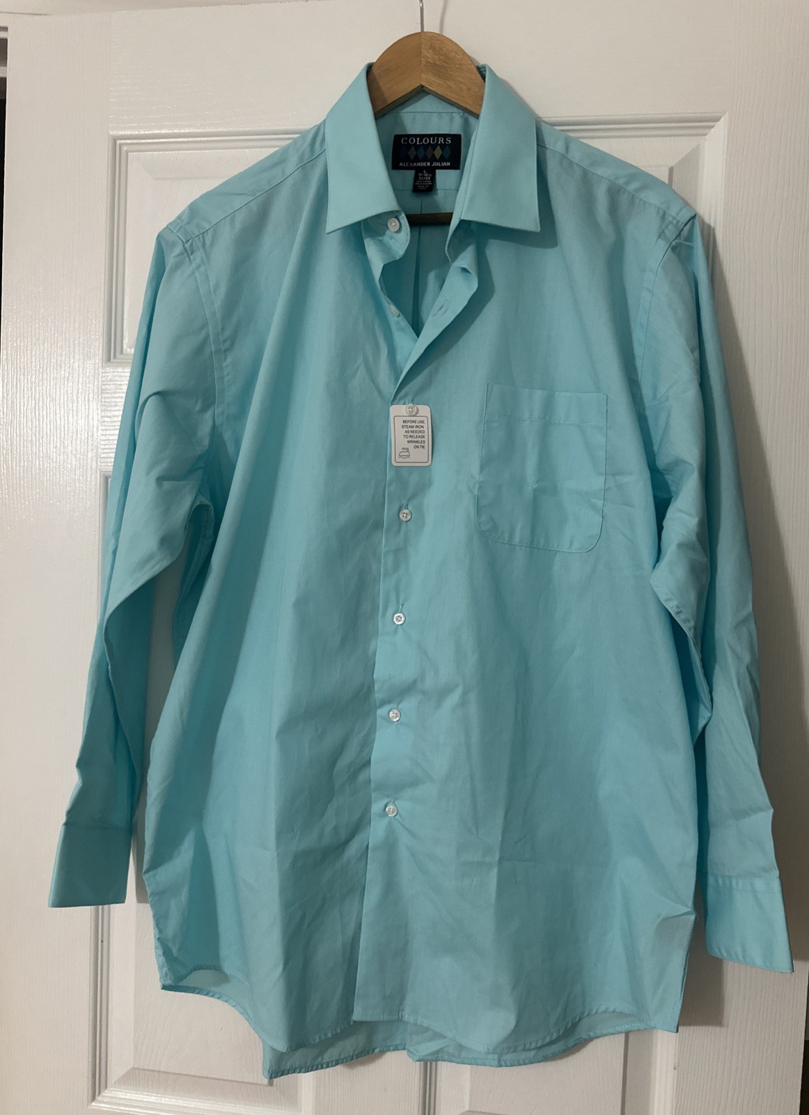 Alexander Julian Colours Dress Shirt Mens Large 16-16.5 32/33 Blue Long Sleeve