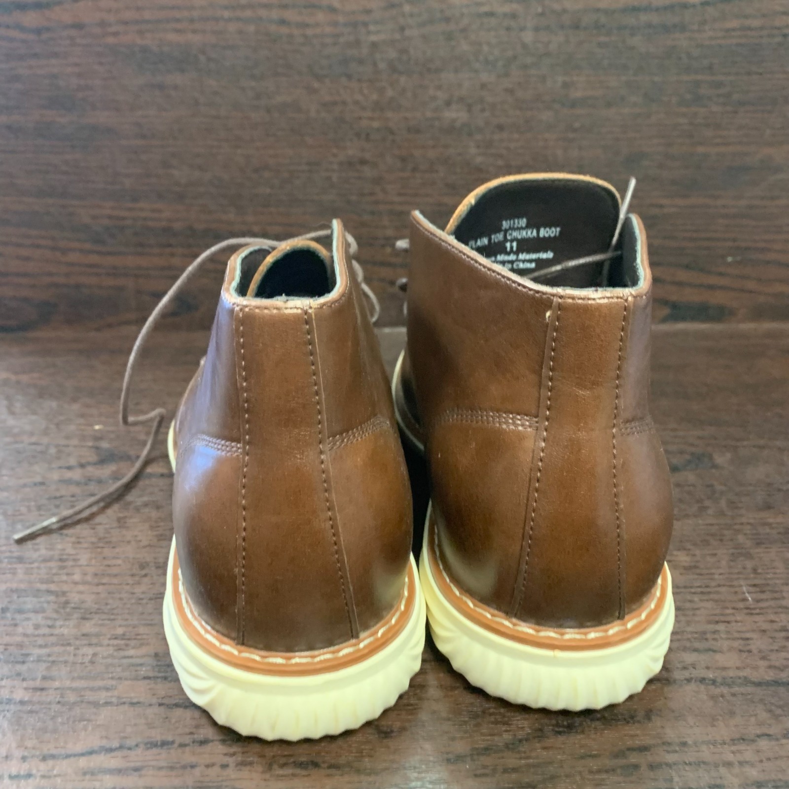 Nordstrom Rack Men’s Plain Toe Chukka Boot 11 Brown Faux Leather Lace Up Comfort