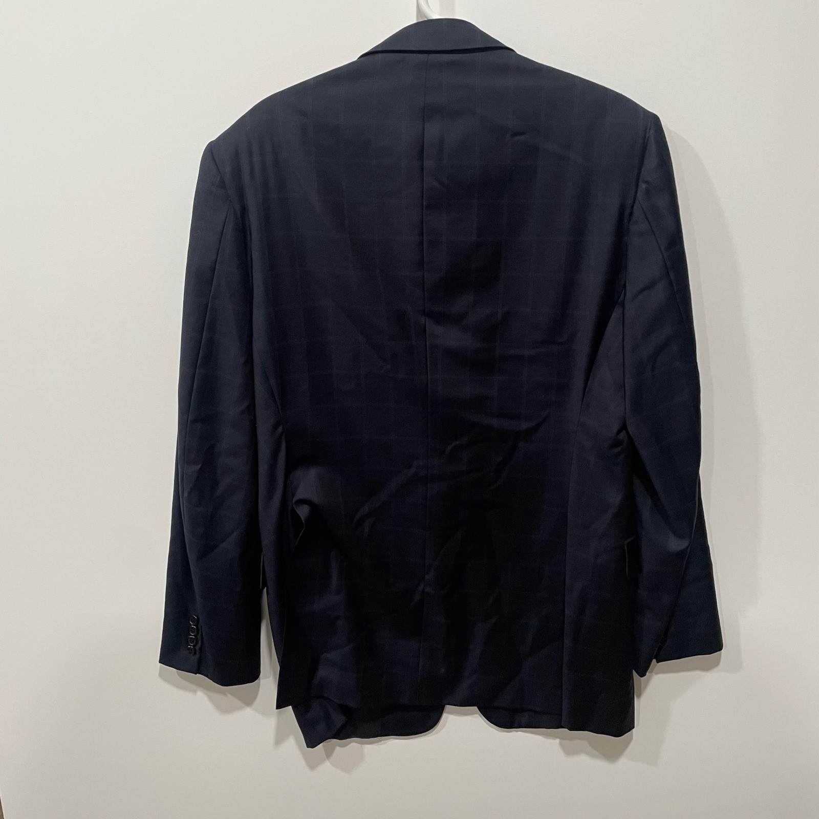 Hickey Freeman Madison Suit 42 Long Charcoal Windowpane Worsted Wool Mens 34×31