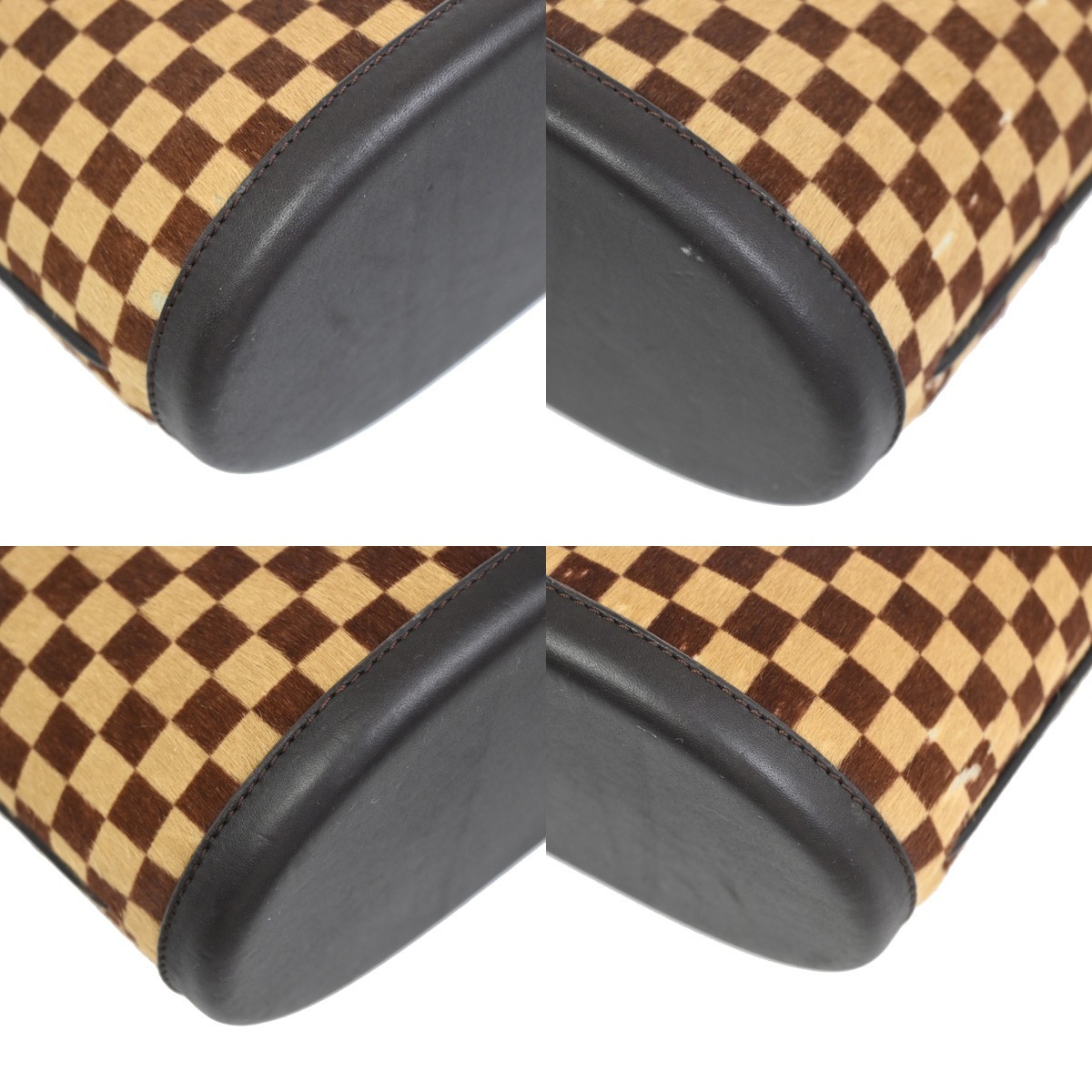 LOUIS VUITTON Impala Hand Bag Damier Sauvage Furb Leather Brown M92133 33YJ035