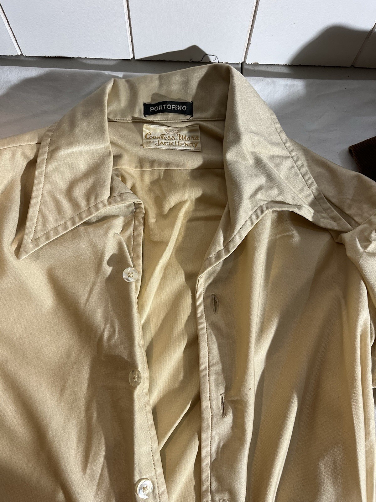VTG 1960s Mens Disco Shirt Large Point Collar Portofino Countess Mara Jack Henry