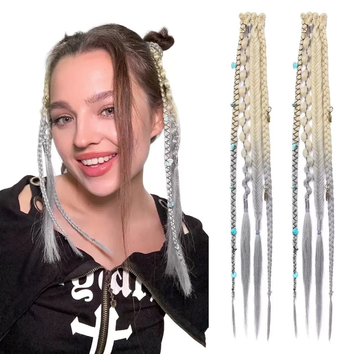 New! A pair(2 sets) Boxing Braid Synthetic Hair Bohemian Extension Clip in