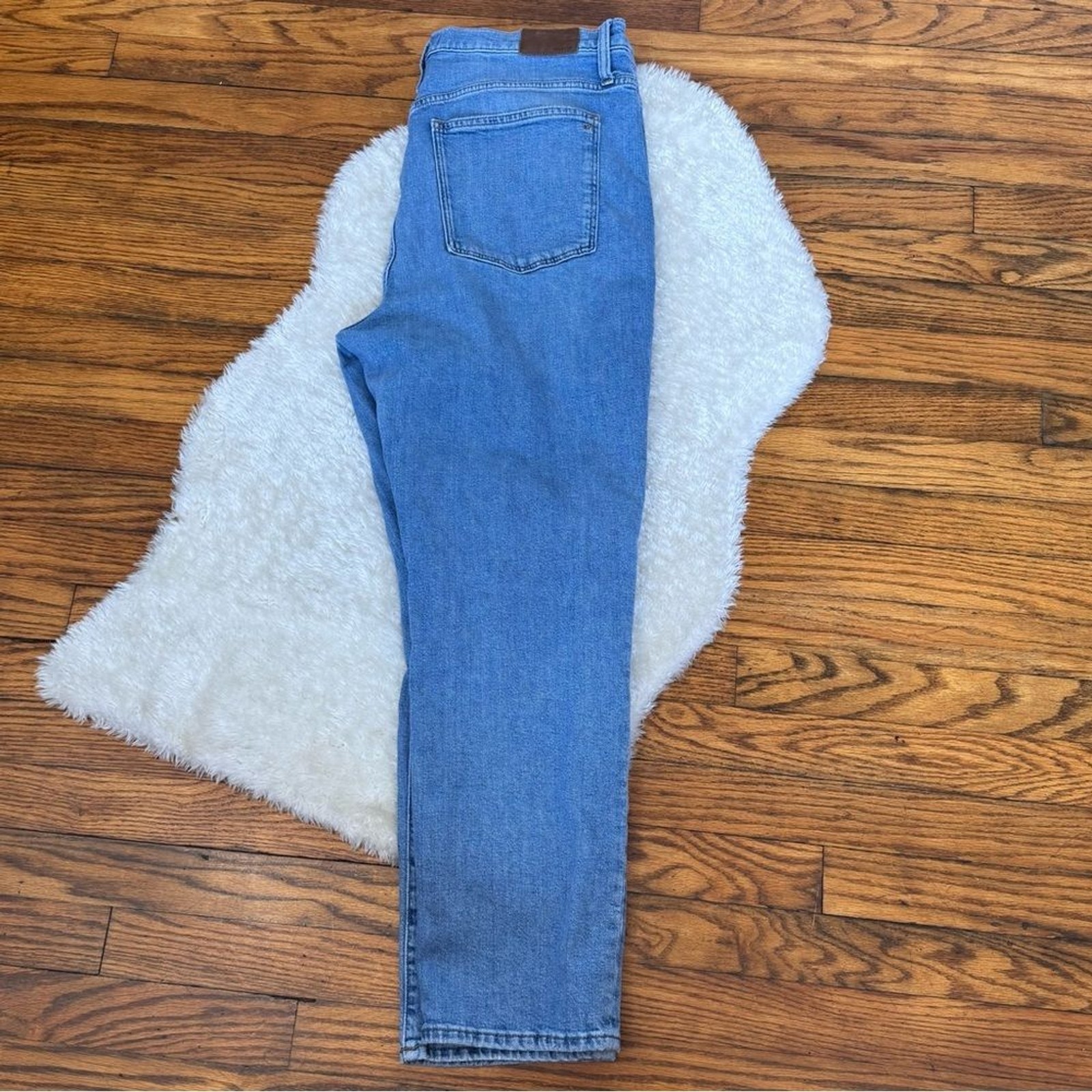 Madewell High Rise Slim Boyjean Blue Wash Distressed Jeans Sz 32