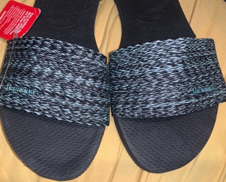 Havaianas You Malta Black/Blue Sky Slide Sandals US6