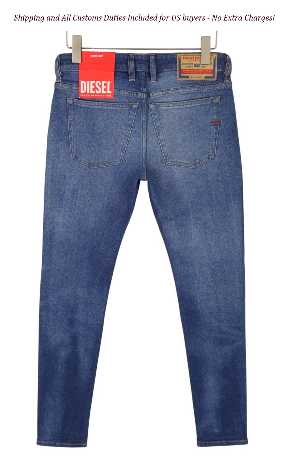 DIESEL 1979 Sleenker 0ENAH Men Jeans W30/L32 Blue Faded Whiskers Skinny Fit –