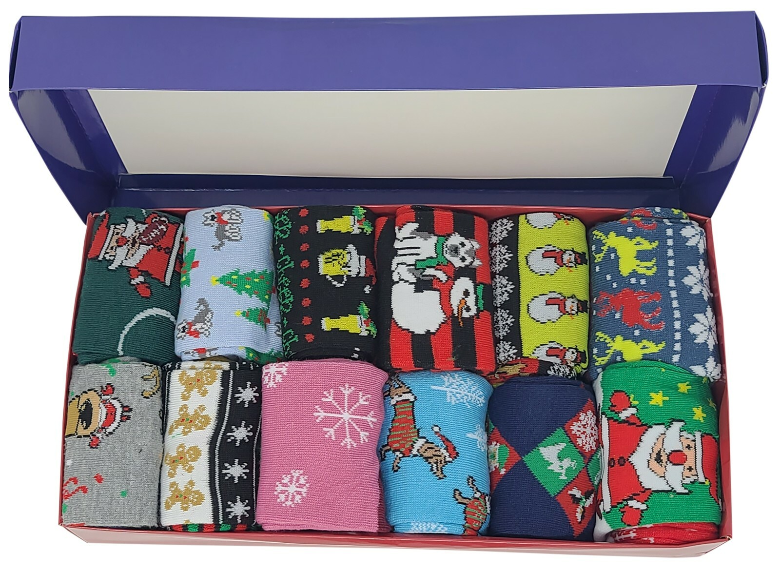 Different Touch Men 12 Pairs Novelty Christmas Holiday Socks With Gift Box