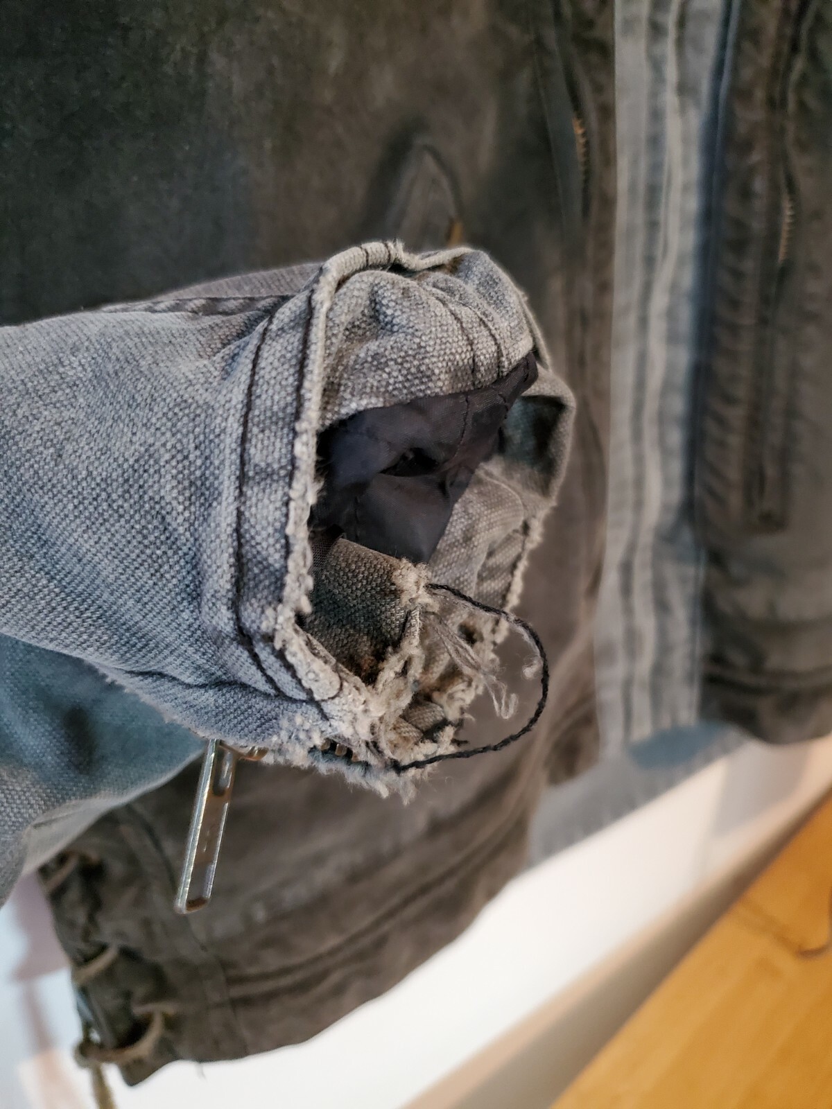 Vtg Authentic Gray Unisex Harley Davidson Suede Leather & Denim Jacket or Vest