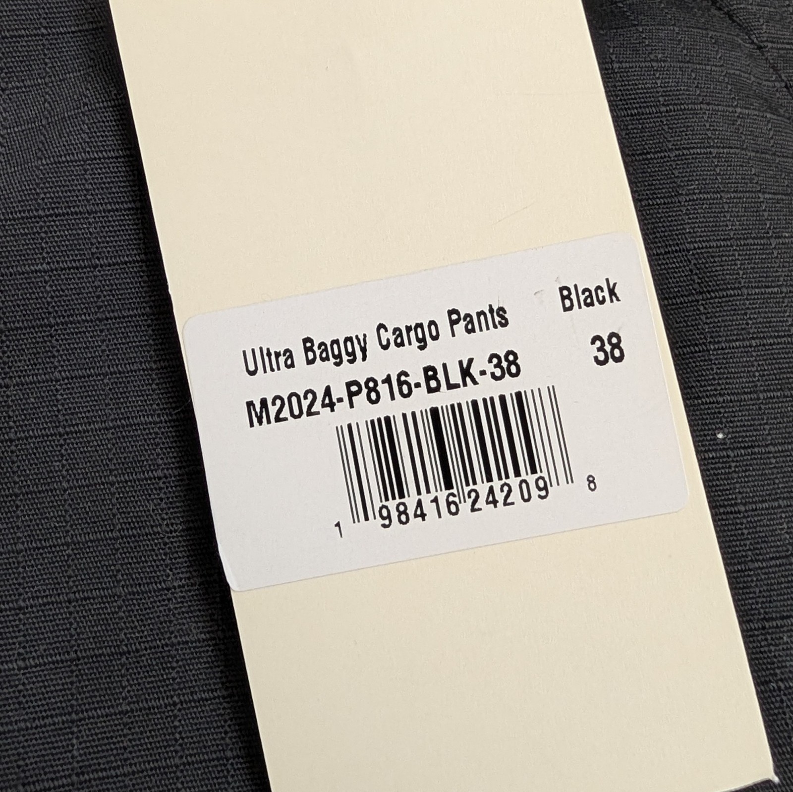 NWT Mnml Pants Men 38×33 Black Cargo Ultra Baggy Vintage Ripstop Skater