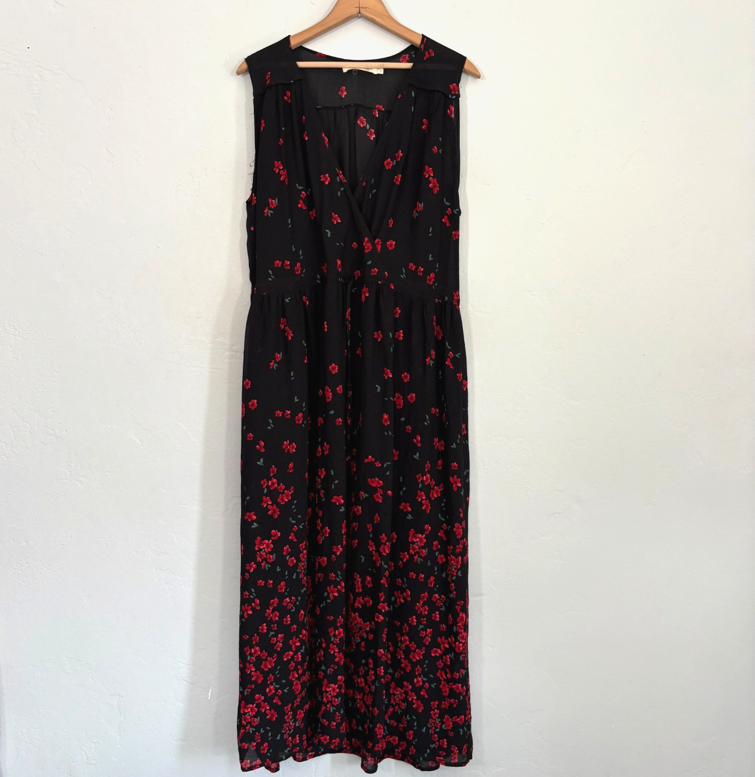 Christy Dawn Floral Maxi Dress Women Size Medium Black Red Modified Flaw
