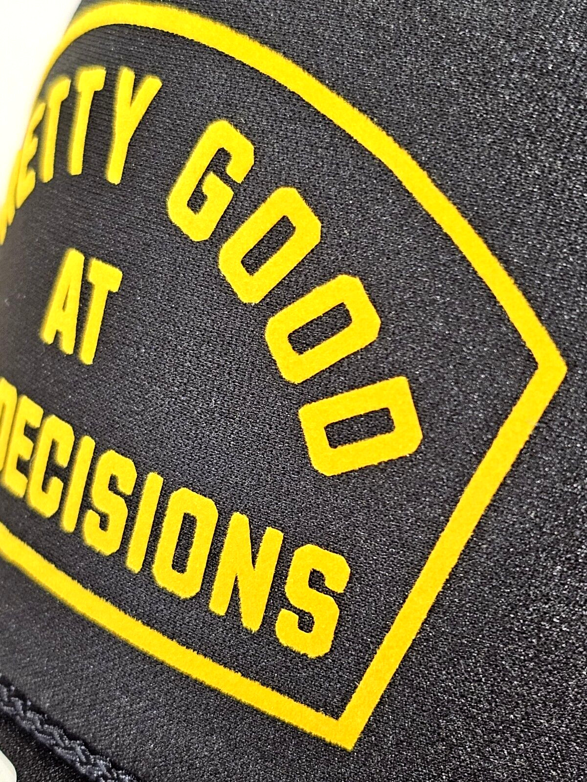 BLACK Foam Trucker Snapback OTTO Hat Yellow “PRETTY GOOD AT BAD DECISIONS” NEW