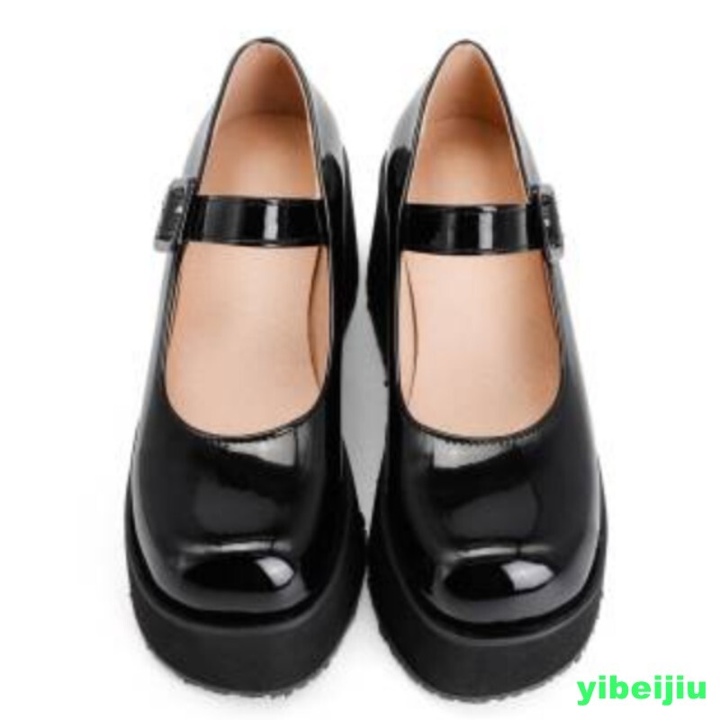 Sweet Womens Platform Wedge Heel Creeper Mary Janes Shiny Leather Shoe Round Toe