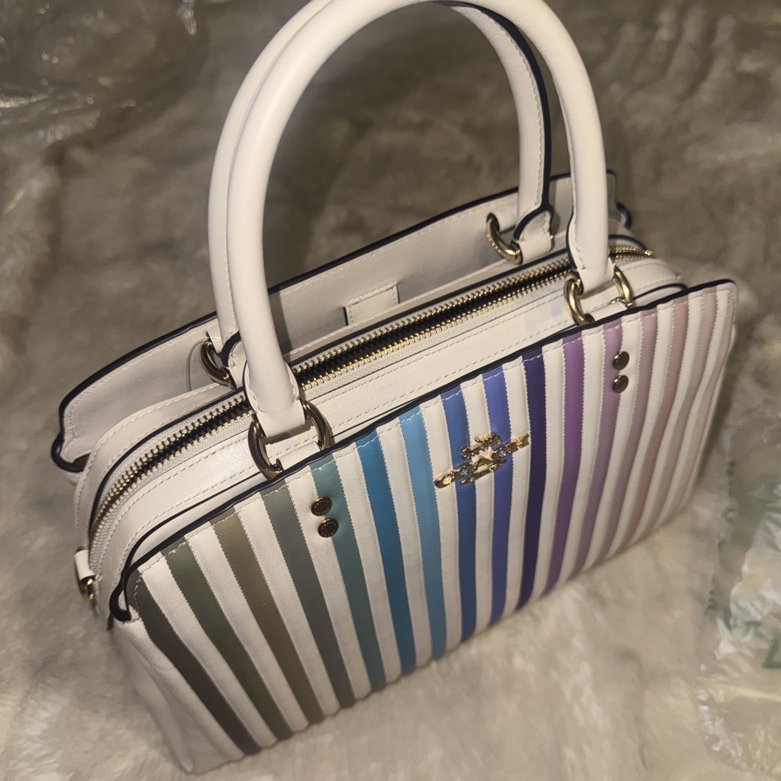 Coach 91051 Ombre Large Lillie Quilted Leather Satchel Carryall BNWT Rare