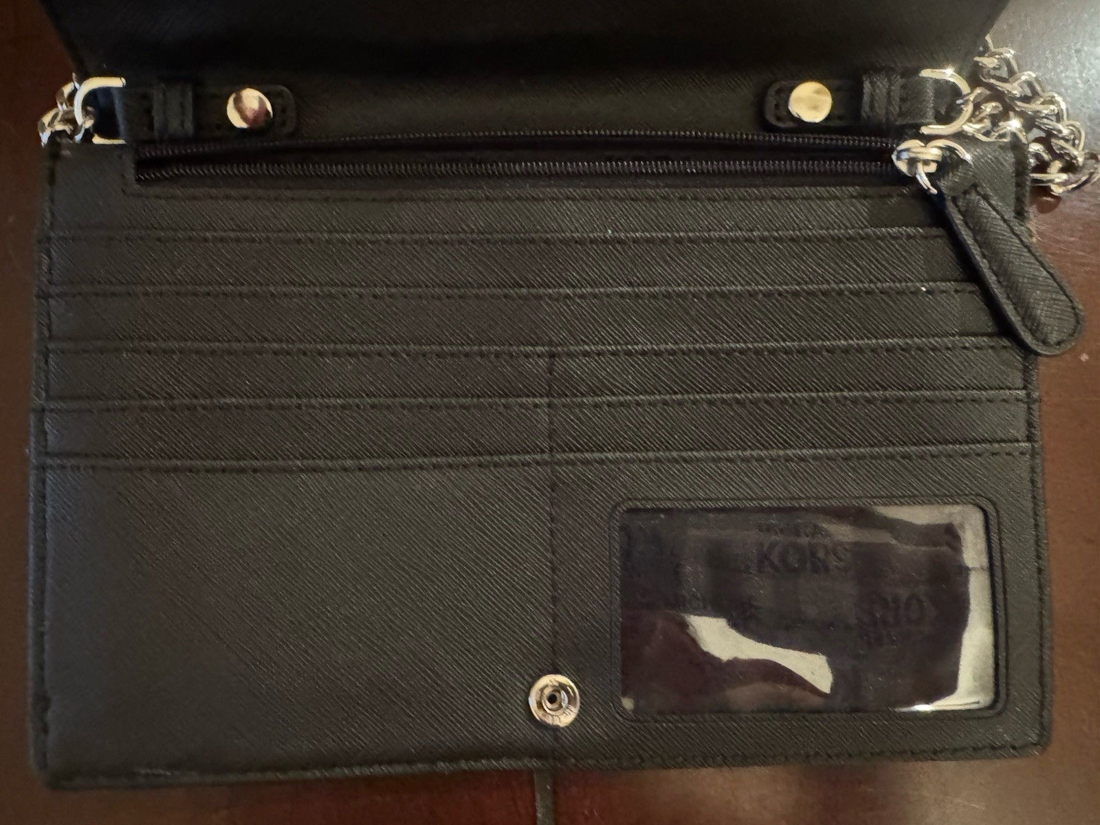 MICHAEL KORS MK Black Crossbody Evening Handbag Wallet Organizer Card Slots
