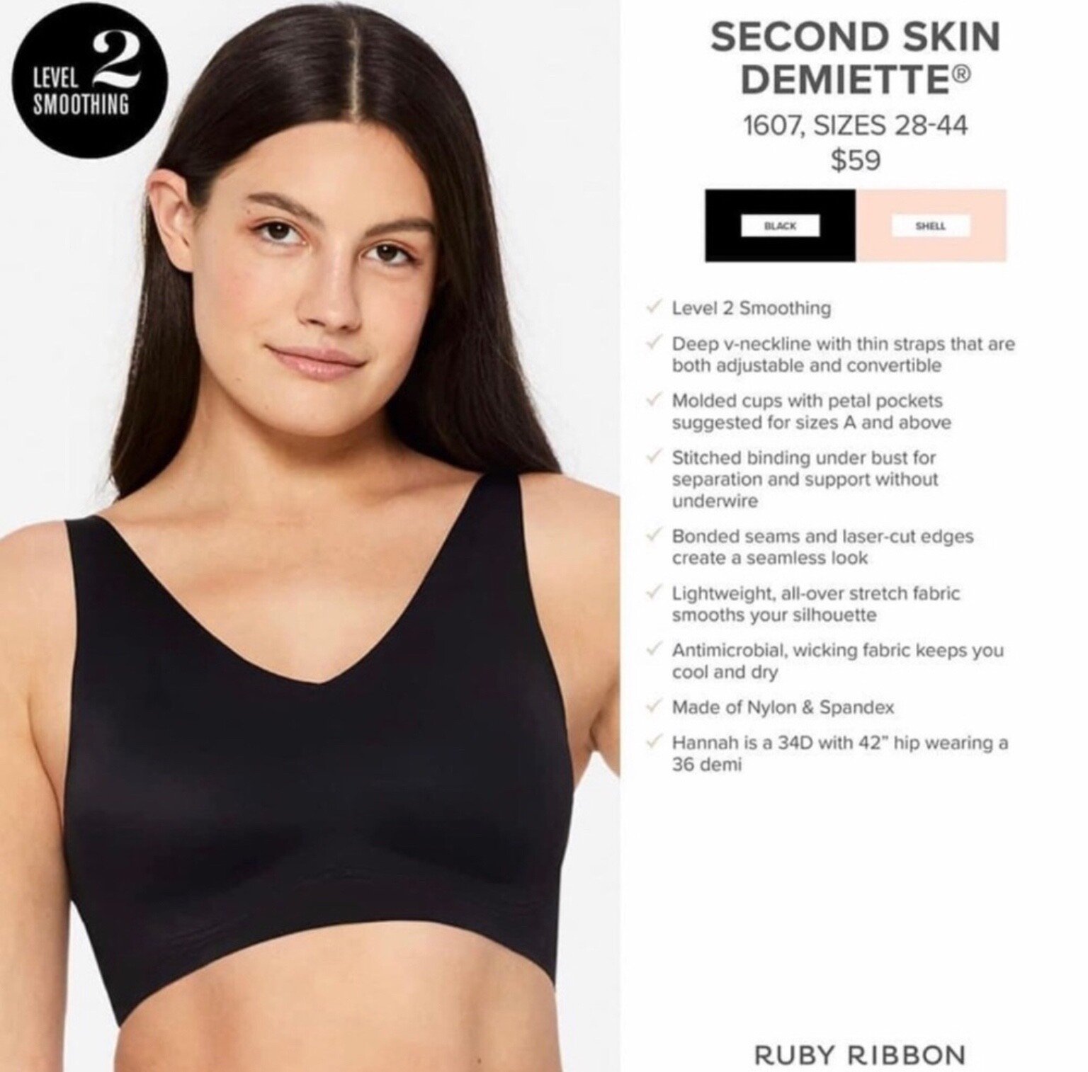 RUBY RIBBON SECOND SKIN DEMIETTE #1607 NEW!