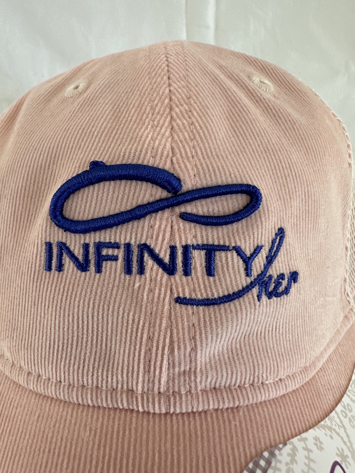 Infinity Her Corduroy Trucker 6-Panel Structured Cap Hat Adjustable Closure Pink