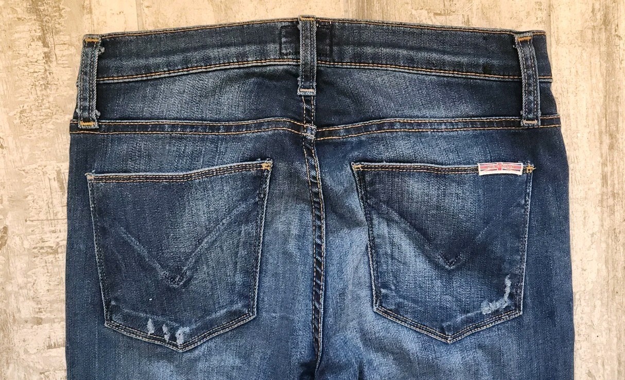 Hudson Womens Jean Nico Midrise Super Skinny Sz 26 Distressed Dark Wash