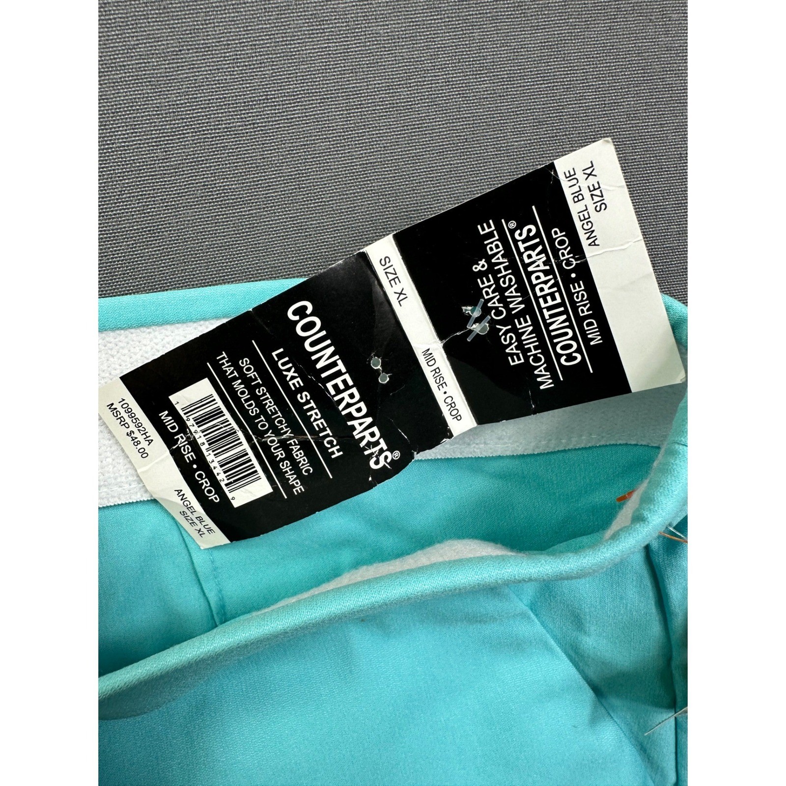 Counterparts Luxe Stretch Mid Rise Crop Pants Angel Blue Teal Turquoise XL New