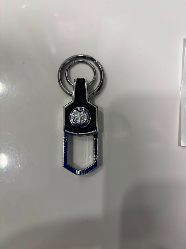 Mercedes-Benz Style Luxury Leather Key Ring Chrome Carabiner Keychain (H)