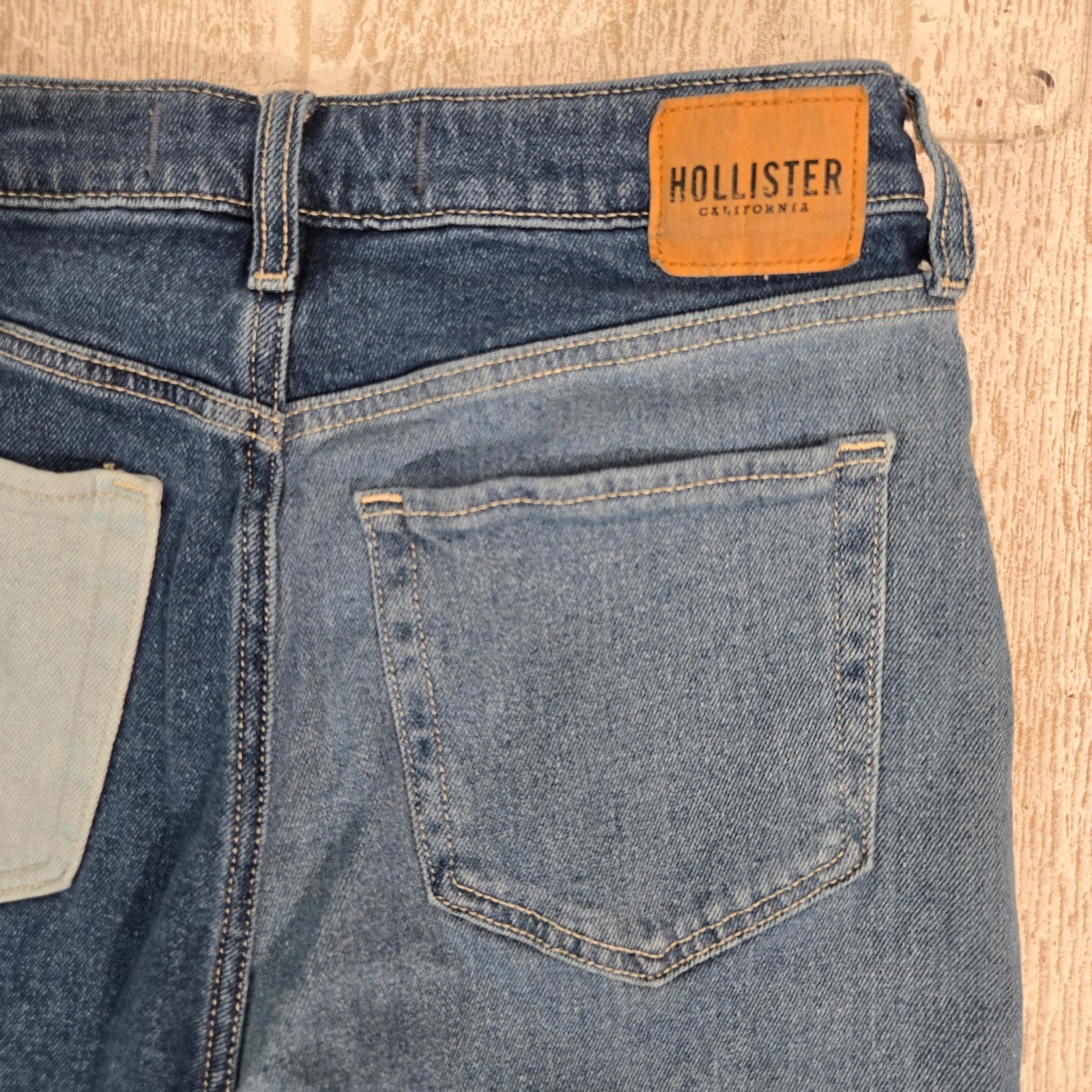 Hollister Patchwork High Rise Mom Y2K Retro Straight Jeans Colorblock Size 7S