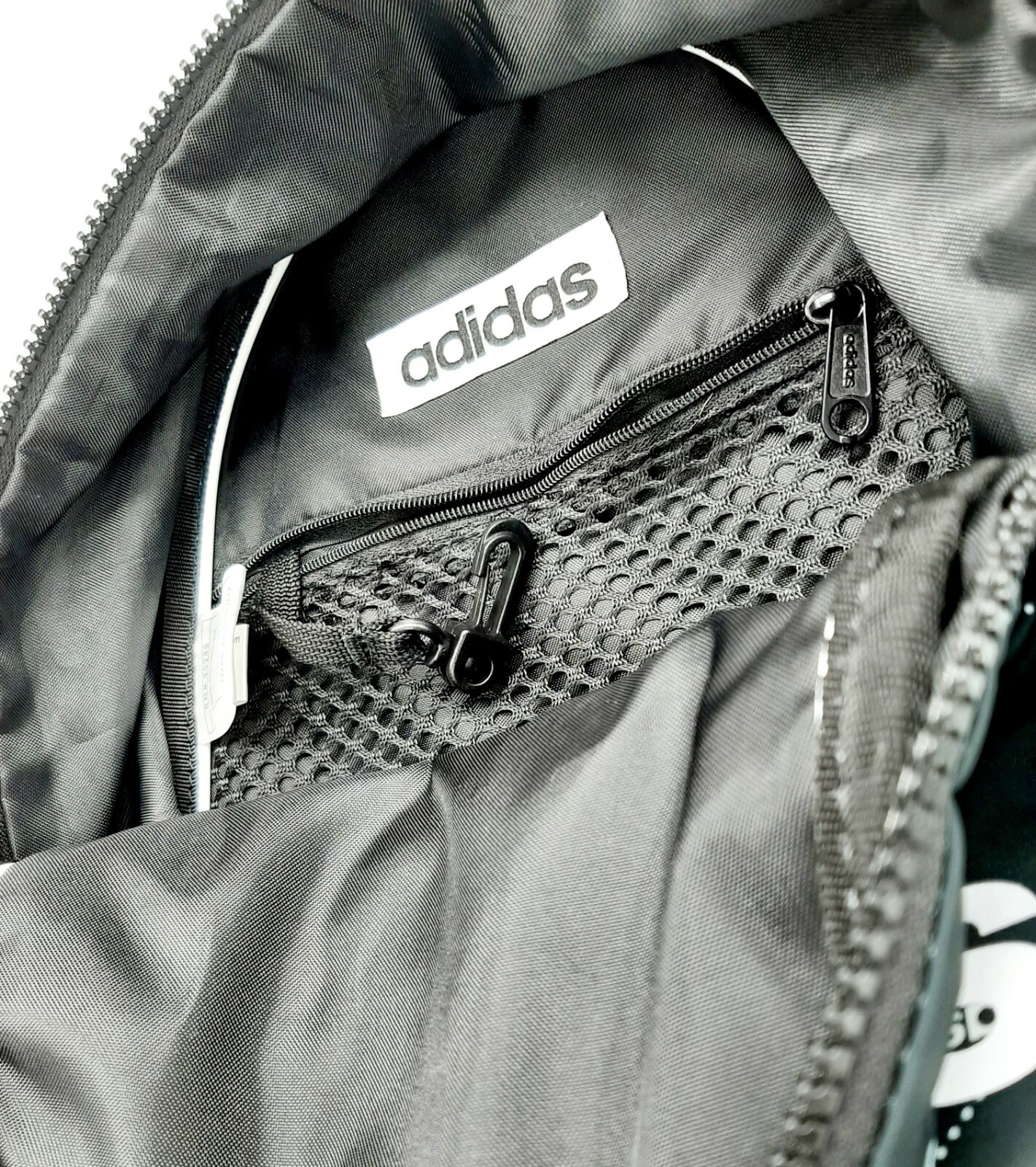 Adidas Core Mini Backpack, White Monogram on Black , RARE, 9″L x 4½”W x 11″H