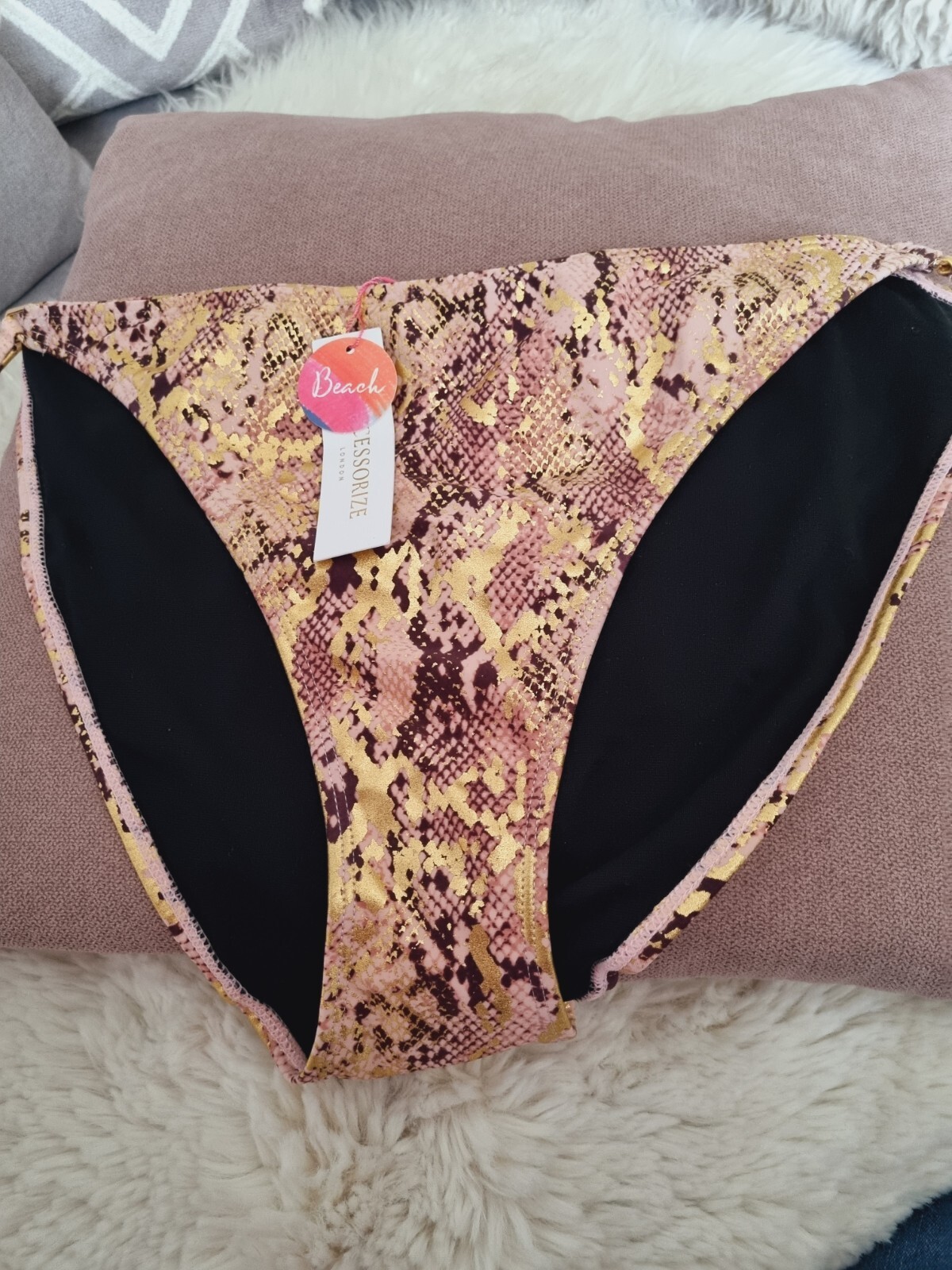 WOMENS ACCESSORIZE AT MONSOON pink gold  NEW BIKINI BOTTOMS SIZE 18 BNWT