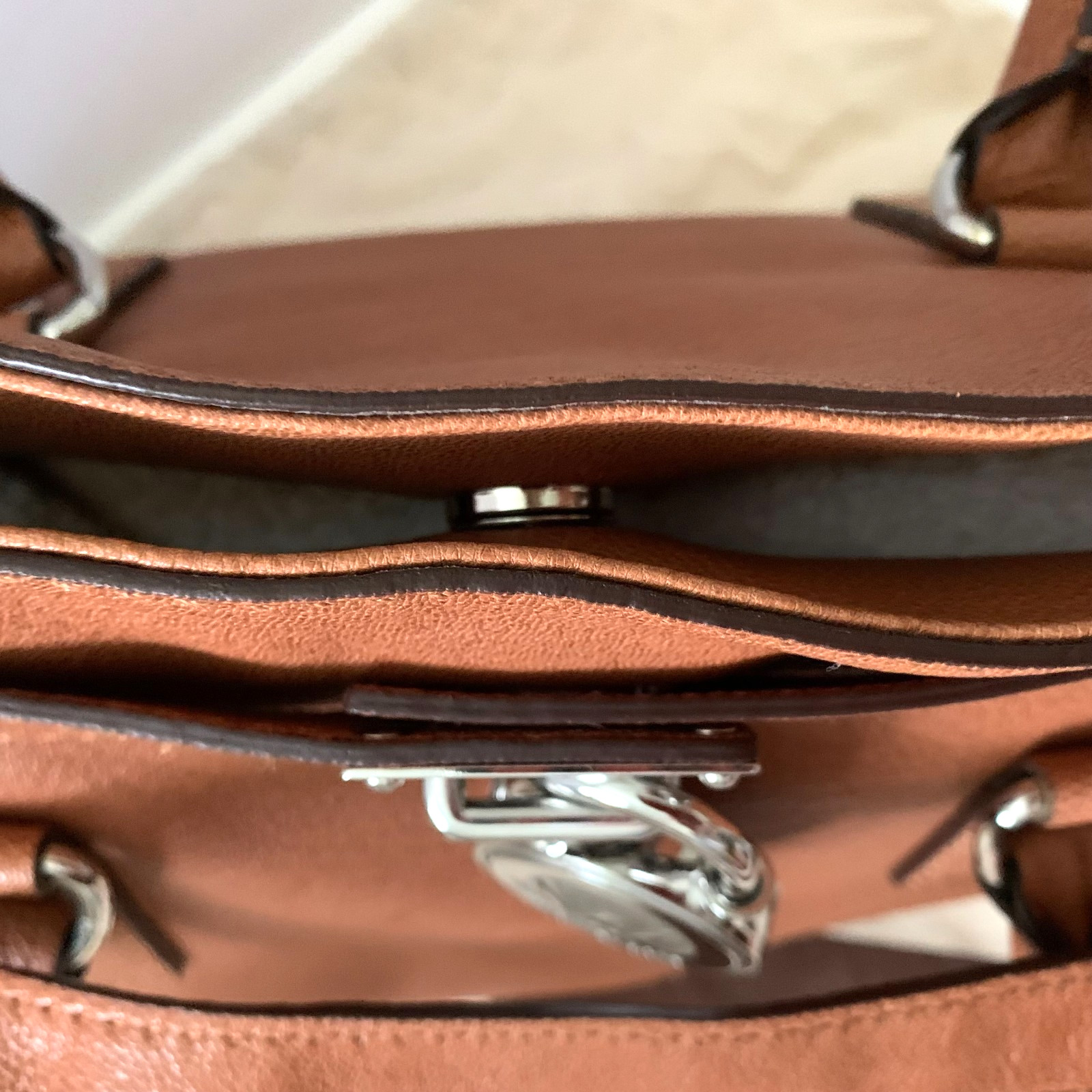 New Michael Kors Leather Hamilton East West Bag Luggage Brown Silver Hardware
