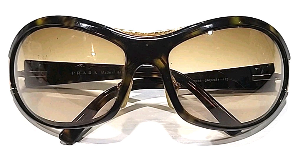 Prada Spr10G Tortoise Brown Wrap Sunglasses 67-16 115mm Italy