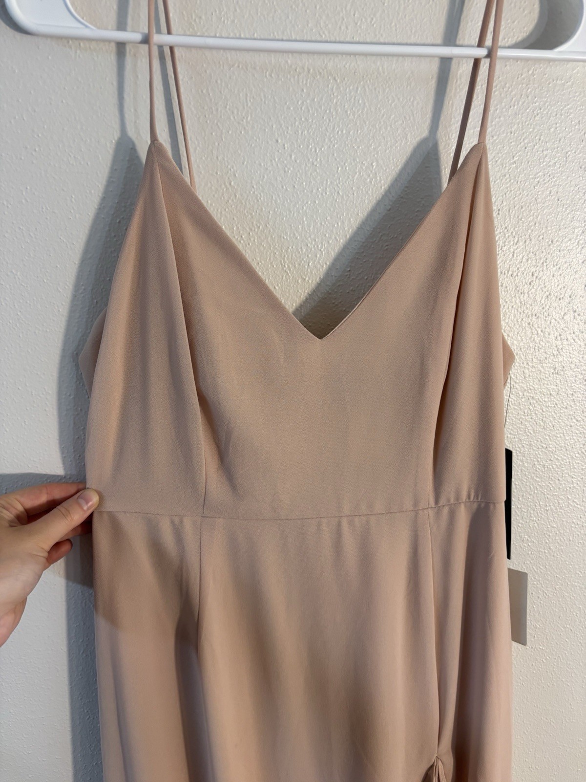 Lulus Women’s Beige V-Neck Chiffon Ruffle Maxi Dress Polyester Size M E-7