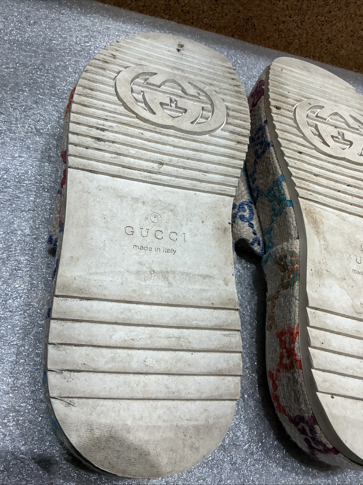 Gucci Angelina Platform Slides Multi Color GG Monogram Size 41-Read Description