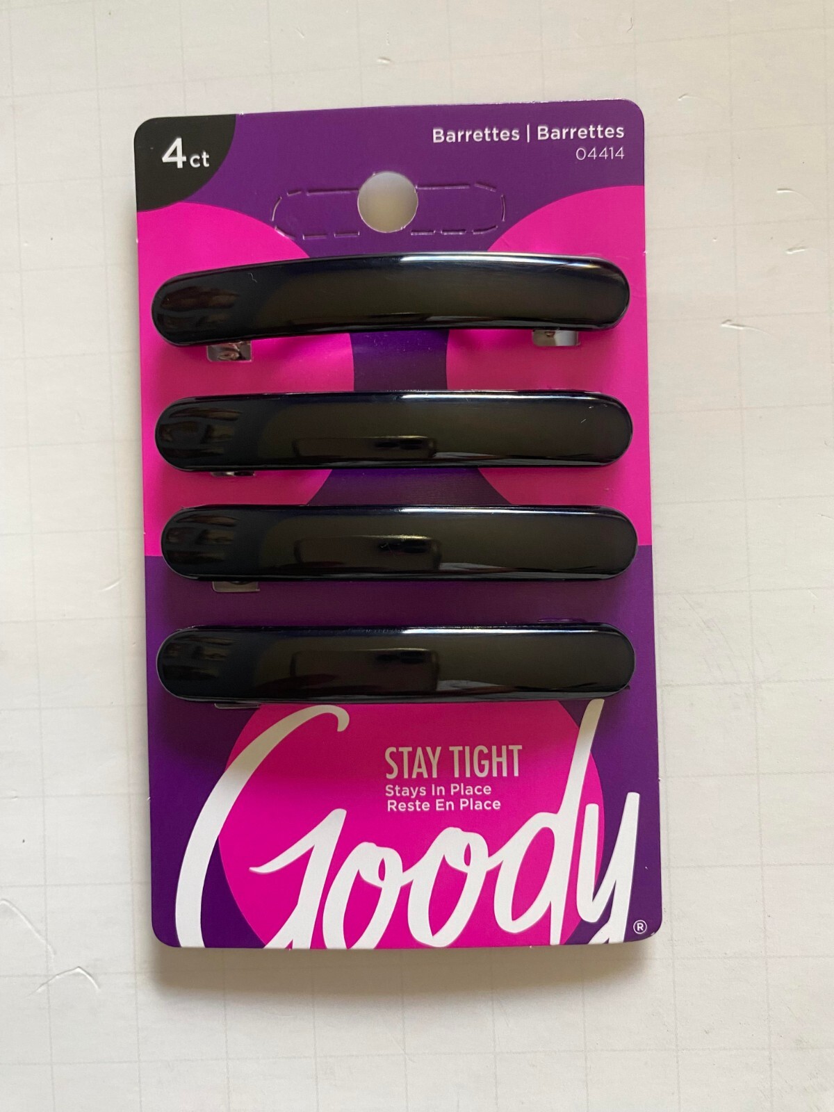 Goody Barrettes ( 4 pcs ) barrette 04414 women hair clip click girl 2.5″ BLACK